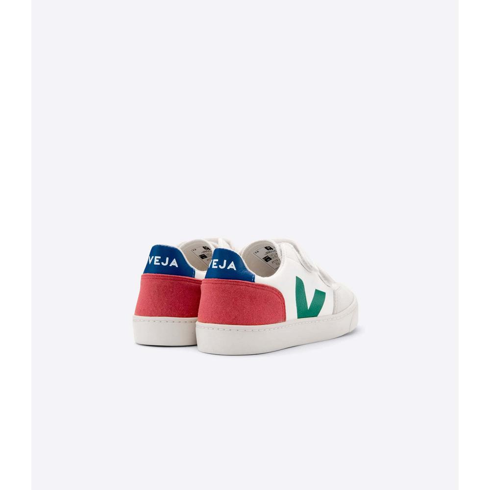 White/Green Kids' Veja V-12 LEATHER Shoes | AU 752GSO